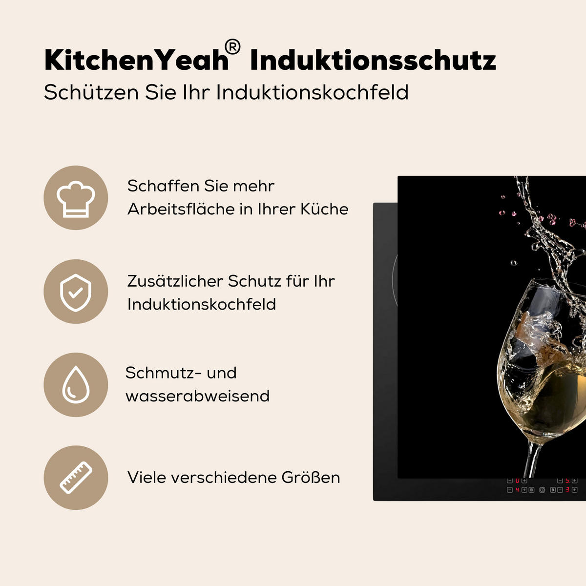 HERDABDECKPLATTE Rotwein - Weißwein - Glas - Schwarz 81x52 cm - Weinrot, Kunststoff (81/0.2/52cm) - MuchoWow