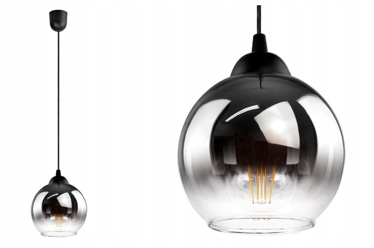 PENDELLEUCHTE MASUR - Transparent/Anthrazit, Glas/Metall (15/15/80cm) - kiki design