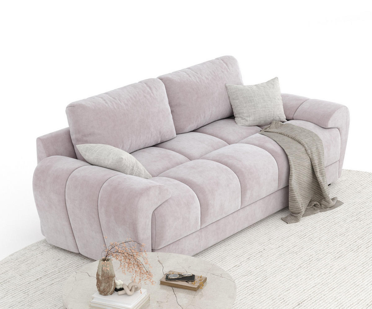 3-SITZER SOFA Peebles Lila Samtstoff - Flieder/Schwarz, Holz/Holzwerkstoff (244/90/101cm) - Maison de Reve