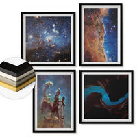 WANDBILDER 4er-Set - 50x50 cm & 40x60 cm Schwarzer Rahmen - Weltraumlandschaften von Galaxien - Schwarz, Kunststoff (50/50cm) - ArtPrintCave