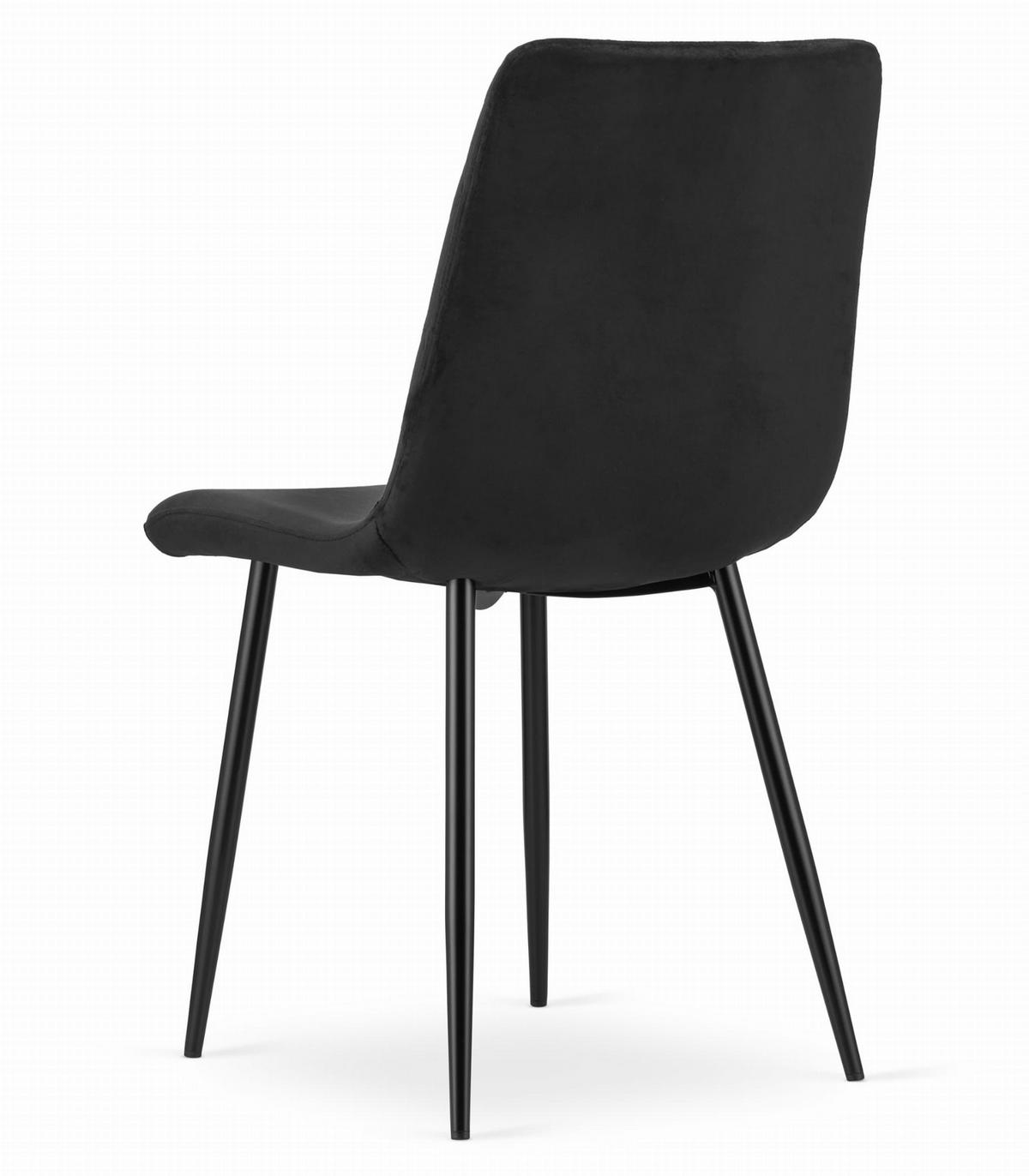 STUHL SCANNO 6-er Set, Schwarz, mit Samtstoff gepolstert - Schwarz, Textil/Metall (45/89/53cm) - Komodee