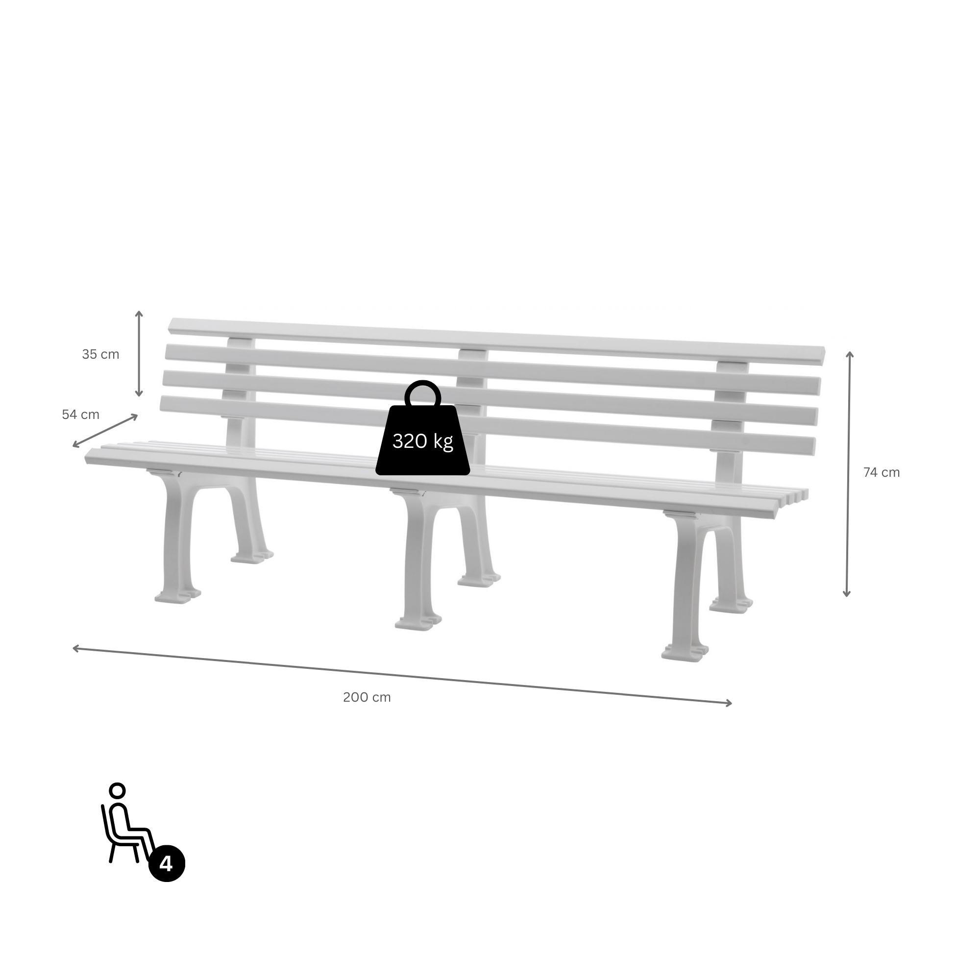 GARTENBANK Antigua 4 Sitzer Weiß 74 x 200 x 54 cm Witterungskunststoff & UV Beständiger Kunststoff - Weiß, Kunststoff (200/74/54cm) - PROREGAL
