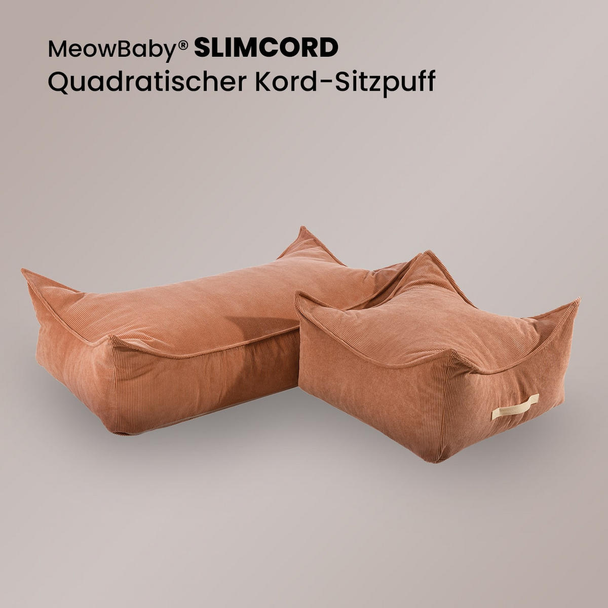SITZPOUF für Kinder, Quadratisch, Kord, Sand - Beige, Textil (60/35/60cm) - MeowBaby