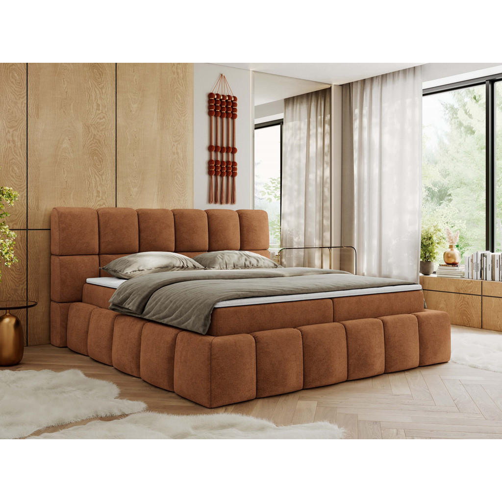 Thumbnail - MKS Boxbett, Orange, Textil, 2-Sitzer, H3, 7-Zonen, Rechteckig, 200x200 cm, Oeko-Tex®, Schlafzimmer, Betten, Boxspringbe...