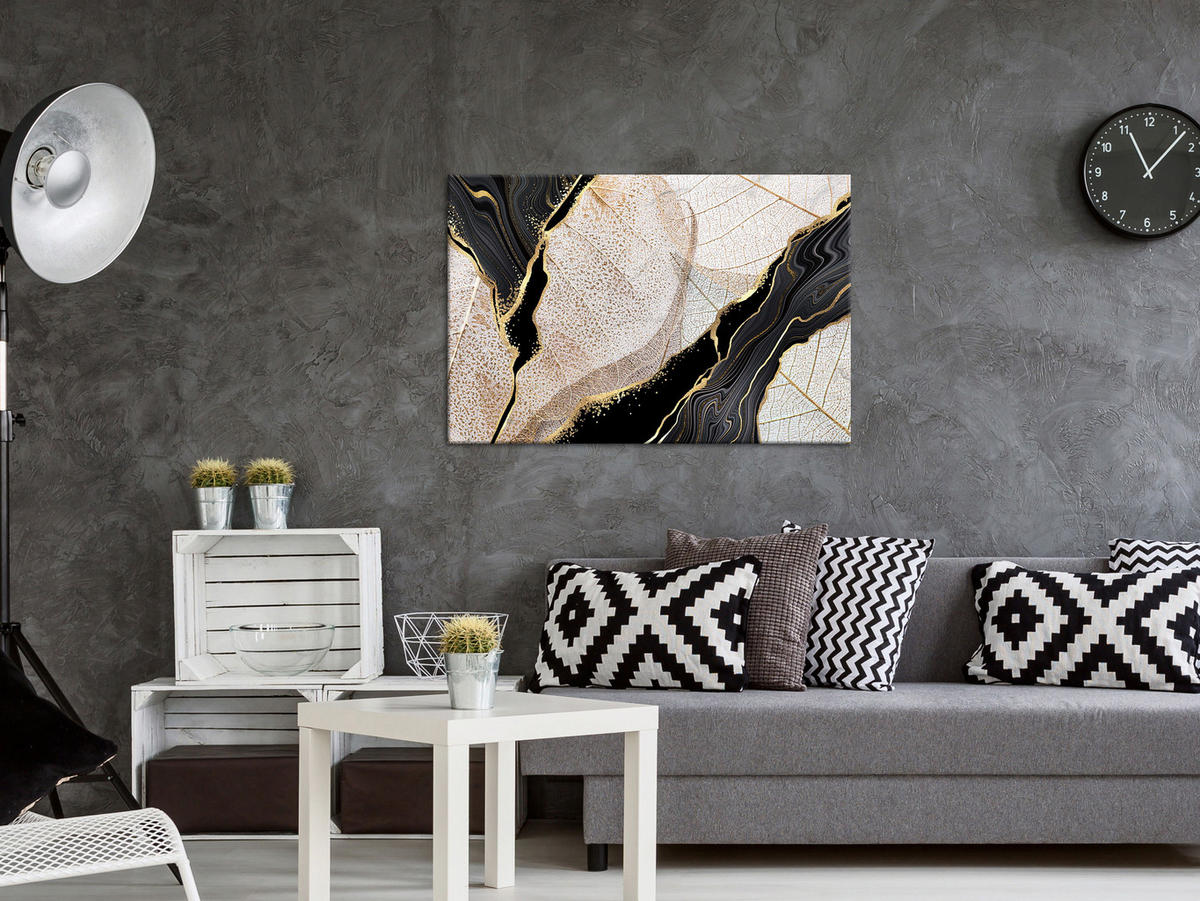 KUNSTDRUCK Beige 60/40 cm - Beige/Schwarz, Textil (60/40cm) - KUNSTLOFT