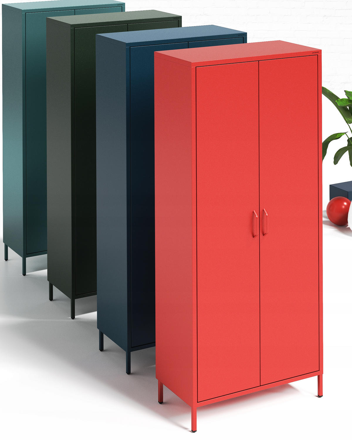 KLEIDERSCHRANK FLAVIO - Rot, Metall (80/185/45cm) - Jan Nowak