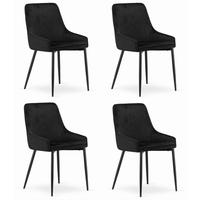 ESSZIMMERSTUHL 4er Set Schwarzer Samt, Rückenlehne schwarz gepolstert, Sitzkomfort - Schwarz, Textil (38/84/46cm) - Best For Home