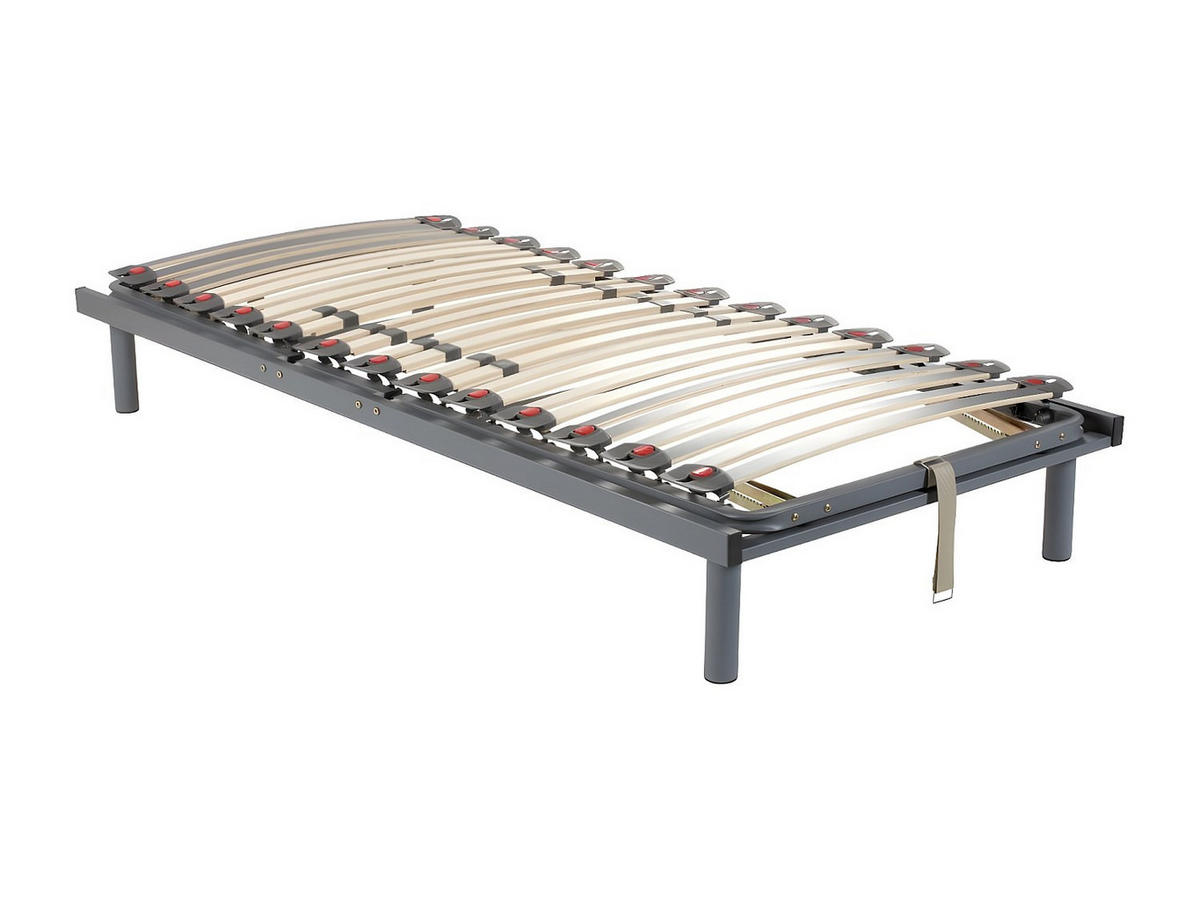 BETTGESTELL mit verstellbarem Lattenrost - 1 Person - metall - grau Ruoti - Grau, Metall (70/190cm) - Vente-Unique