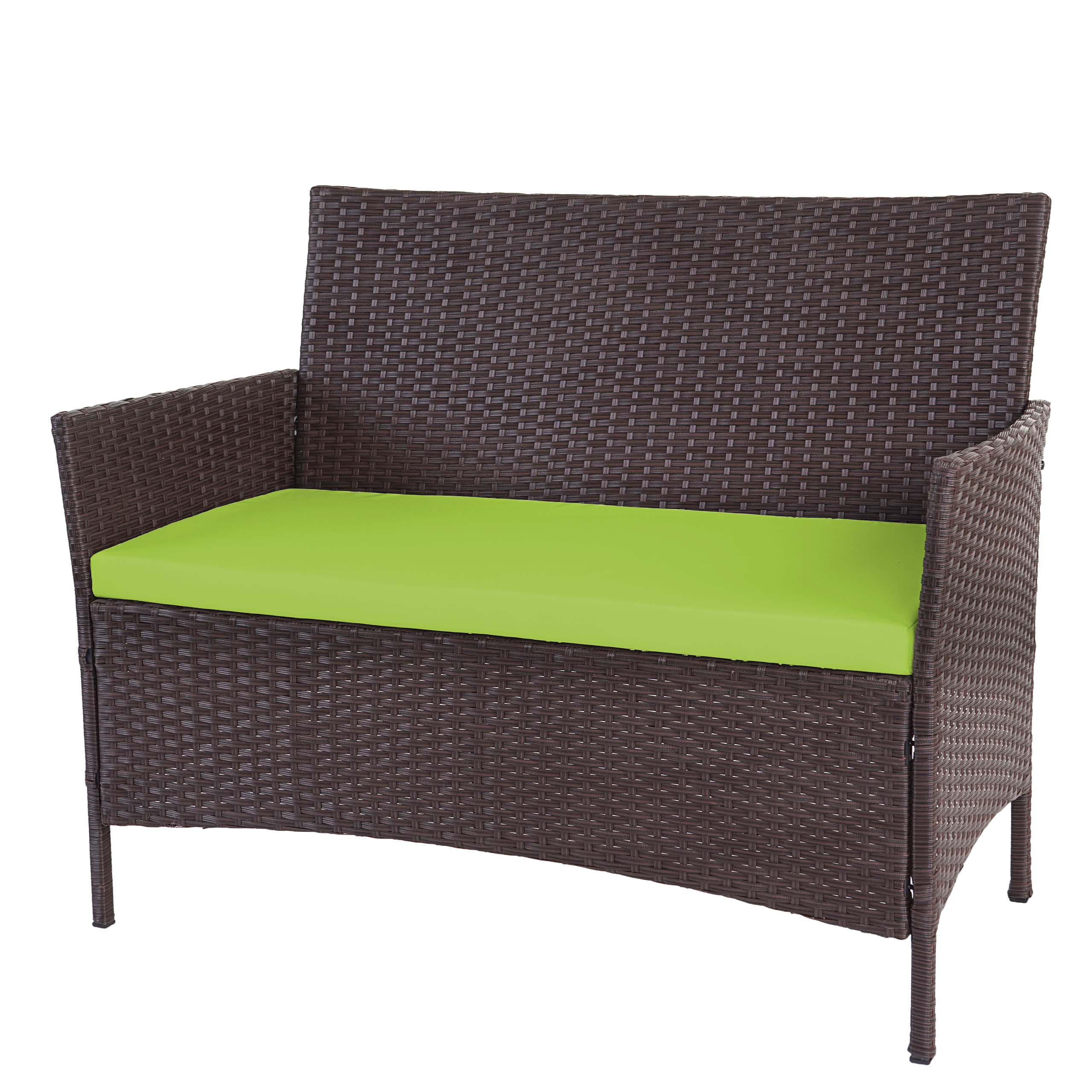 POLY-RATTAN GARTENBANK Braun, Grün - Braun/Grün, Kunststoff (106/83/60cm) - MCW