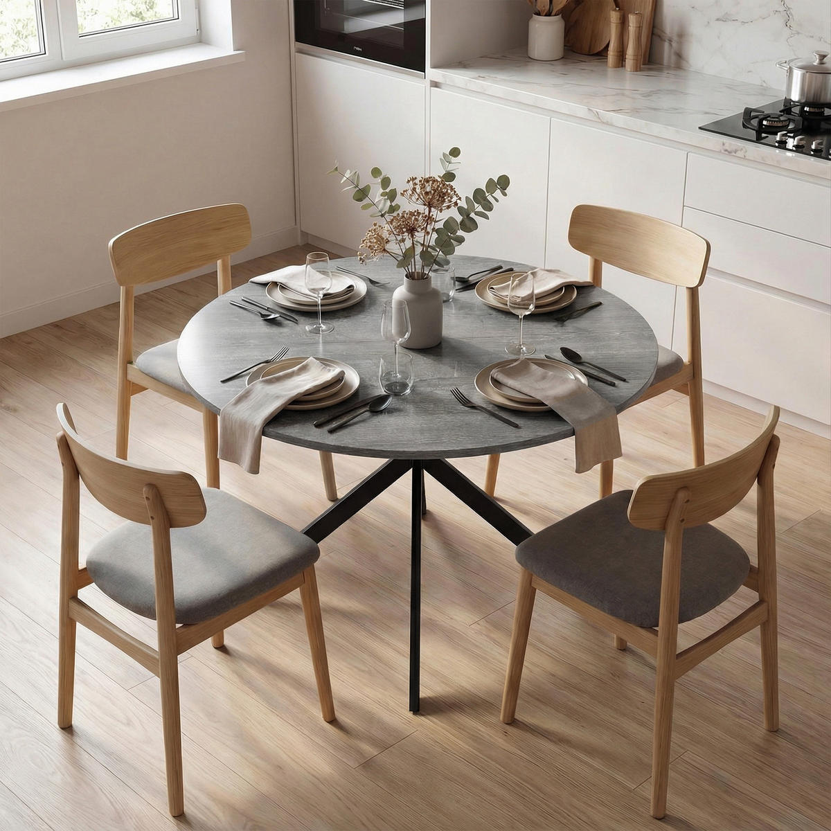 ESSTISCH Spanplatte Stahl Grau - Grau, Metall (100/100/75cm) - HOMCOM