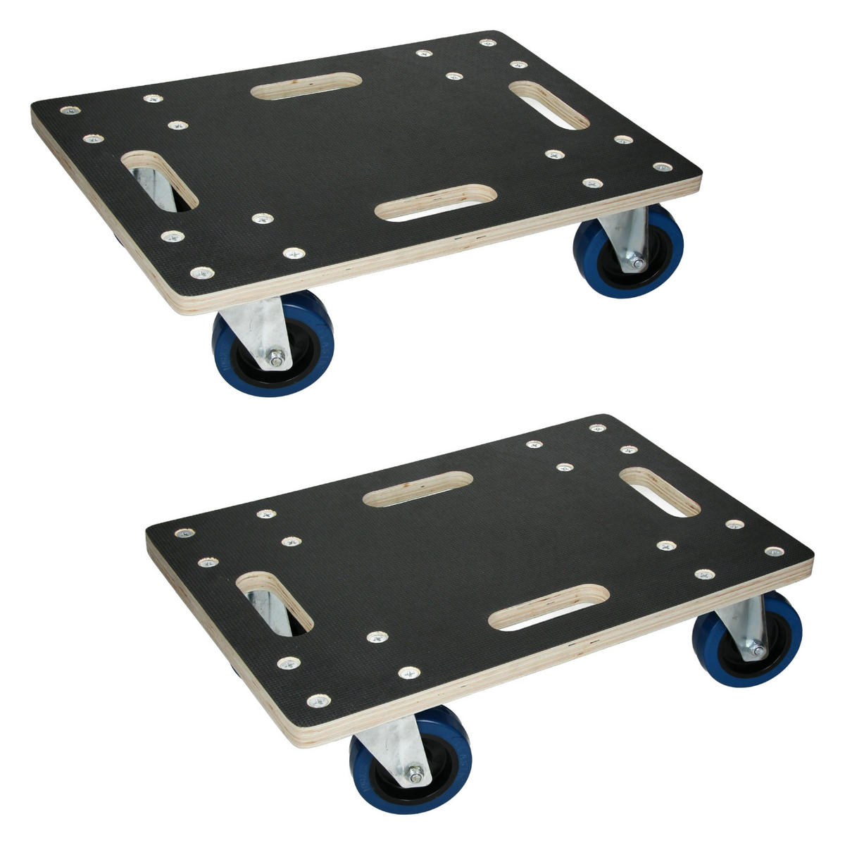 TRANSPORTROLLER 2er Set mit 4 Rollen 35x50 cm Traglast 800kg Siebdruck Holzplatte Black - Anthrazit, Holzwerkstoff (35/50/14.5cm) - ECD-Germany