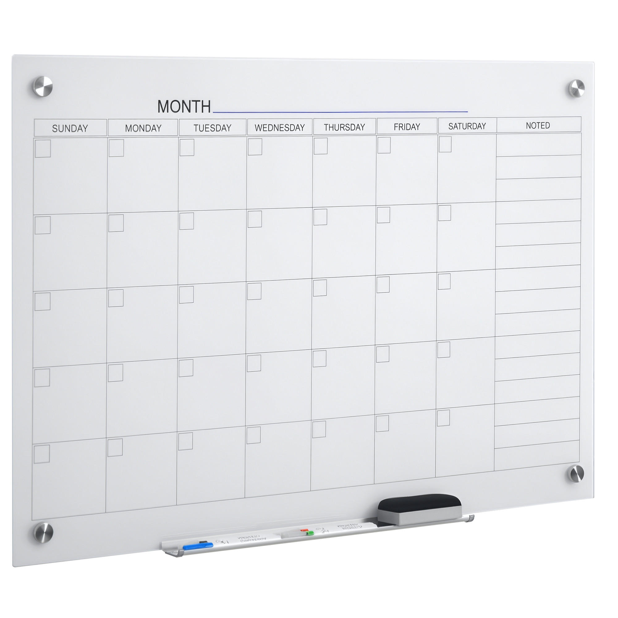 WHITEBOARD Kalender DE-08984 Weiß - Weiß, Glas (60/0.2/90cm) - ComfortXL