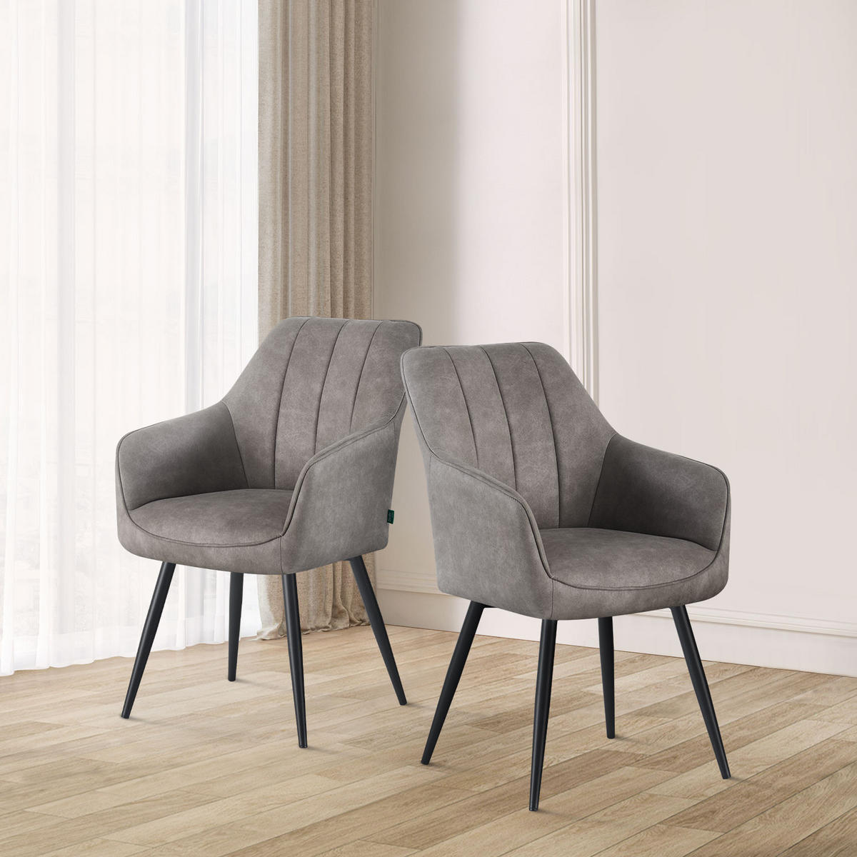 ESSZIMMERSTUHL THOMAS-AMIE 2er-Set 4-Fuss-Gestell - Grau, Textil (57/85/62cm) - DUBI Möbel