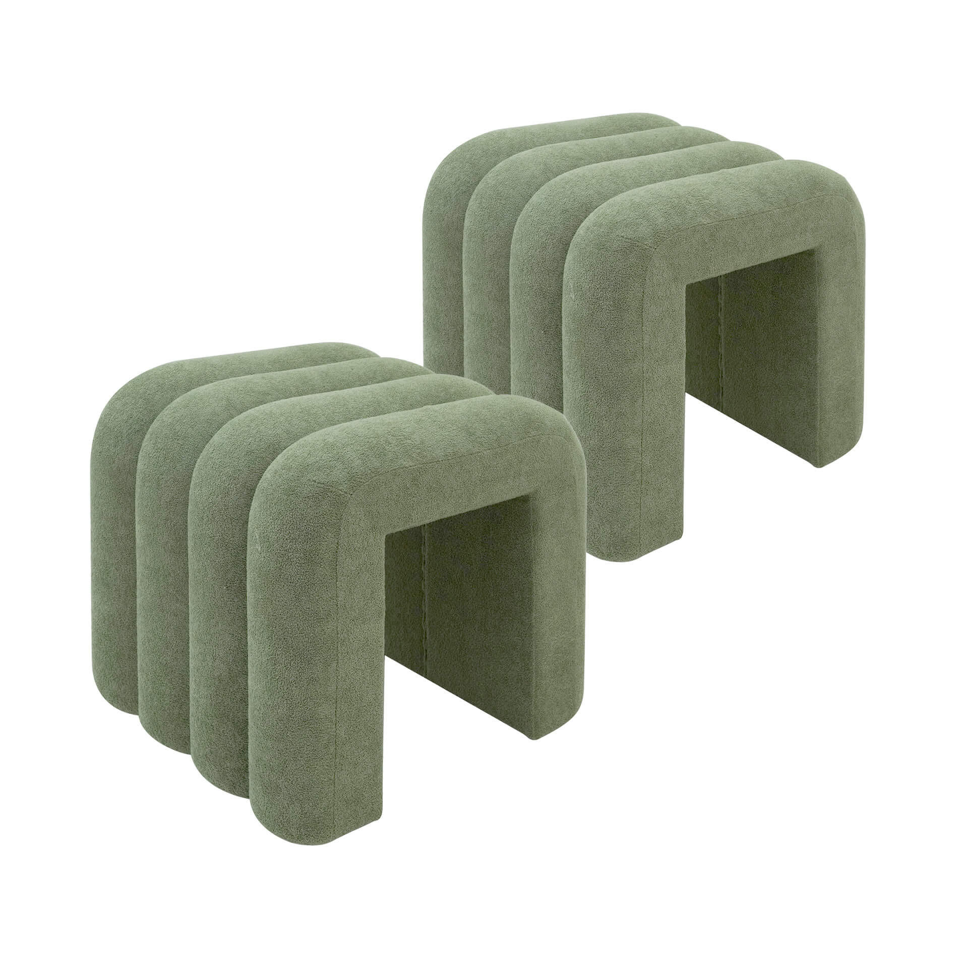 POUF 2er Set Dunkelgrün 38/40/40 cm - Grün, Textil (40/40/38cm) - Mobili Rebecca