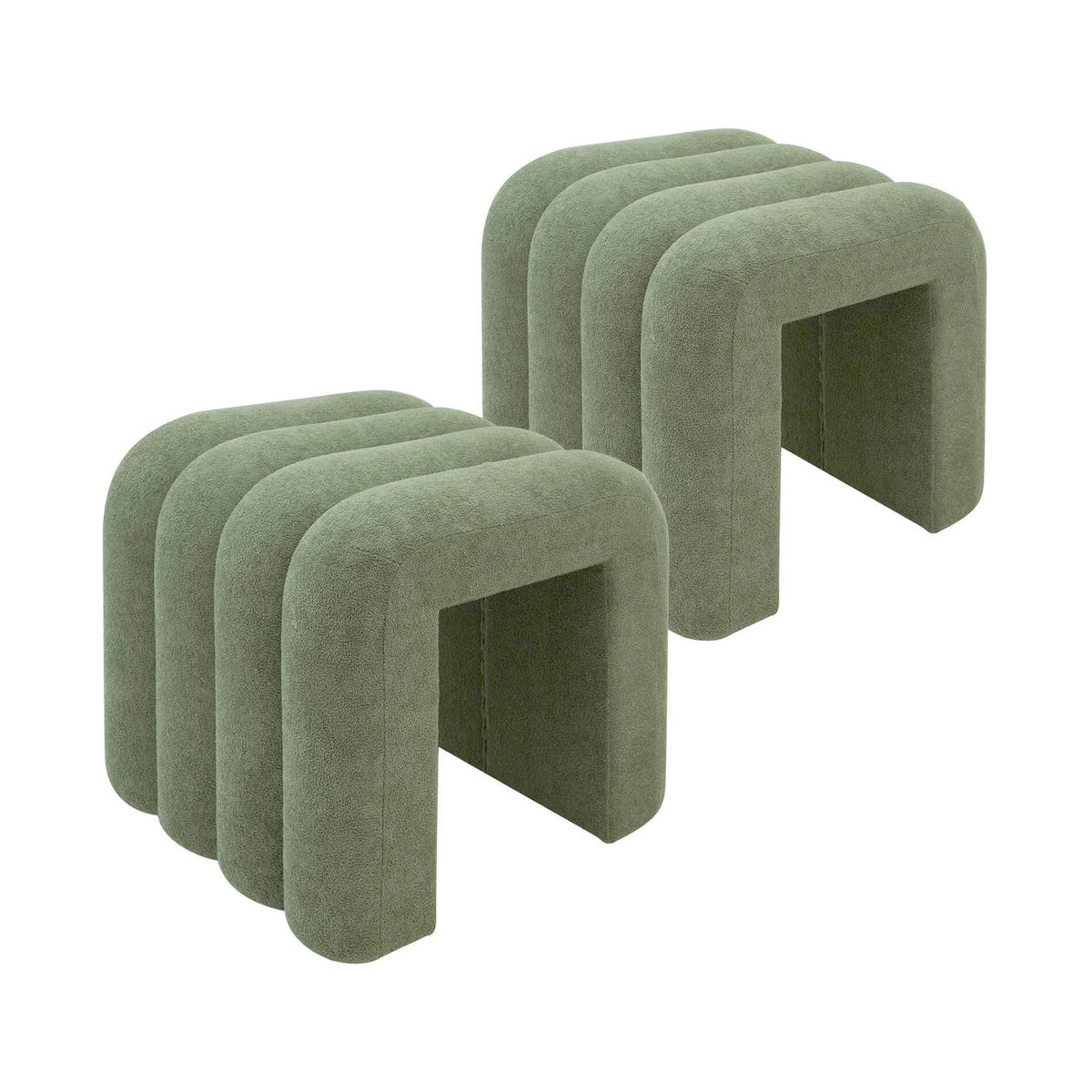 POUF 2er Set Dunkelgrün 38/40/40 cm - Grün, Textil (40/40/38cm) - Mobili Rebecca