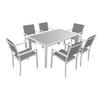 GARTENMÖBEL Bergamo Grau und weiß 6 Plätze - Weiß, Metall - Happy Garden