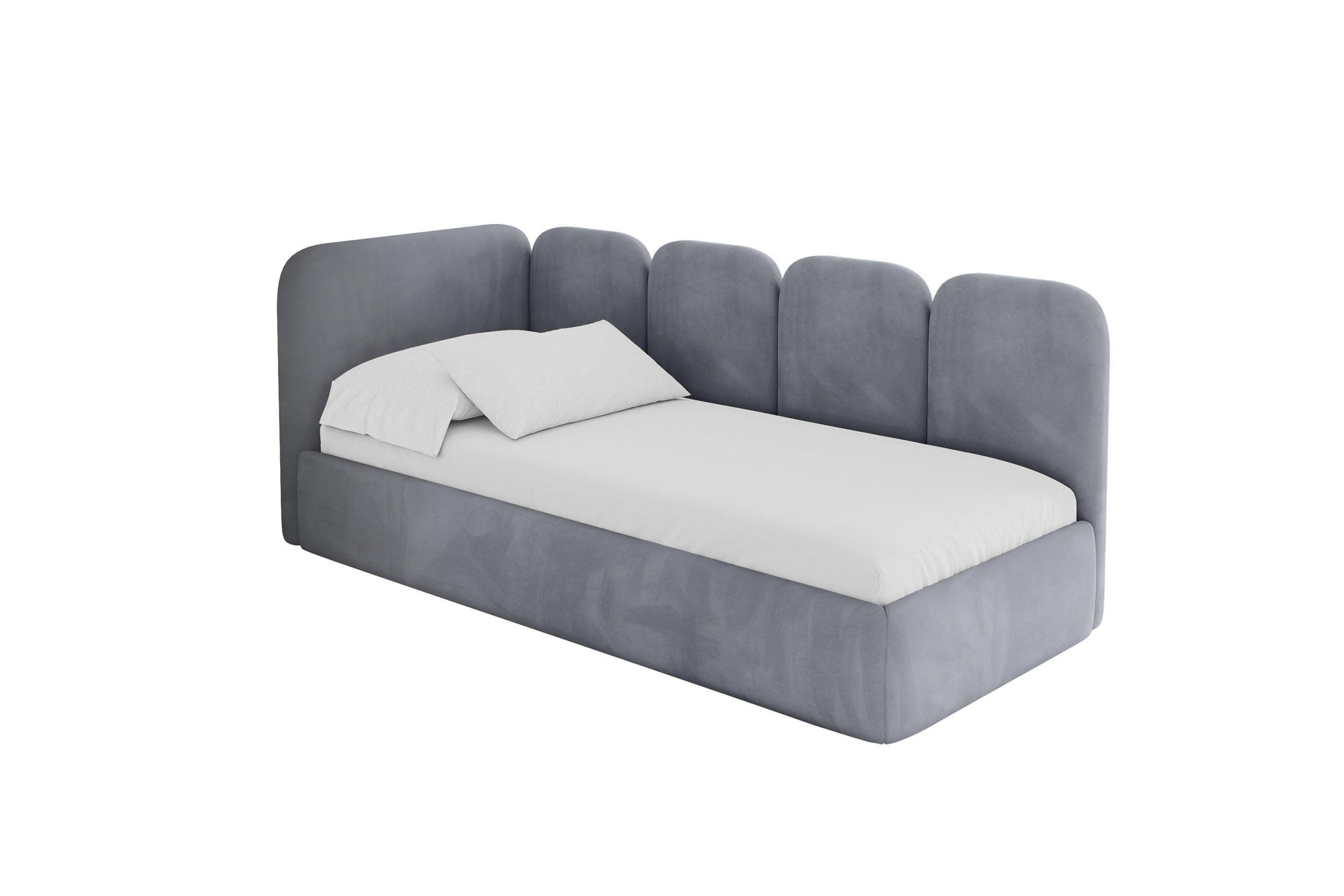 EINZELLBETT Jugendbett mit Bettkasten, Rechts - VELY 80x200 Grau - Blaugrau, Holzwerkstoff/Textil (80/200cm) - ALTDECOR