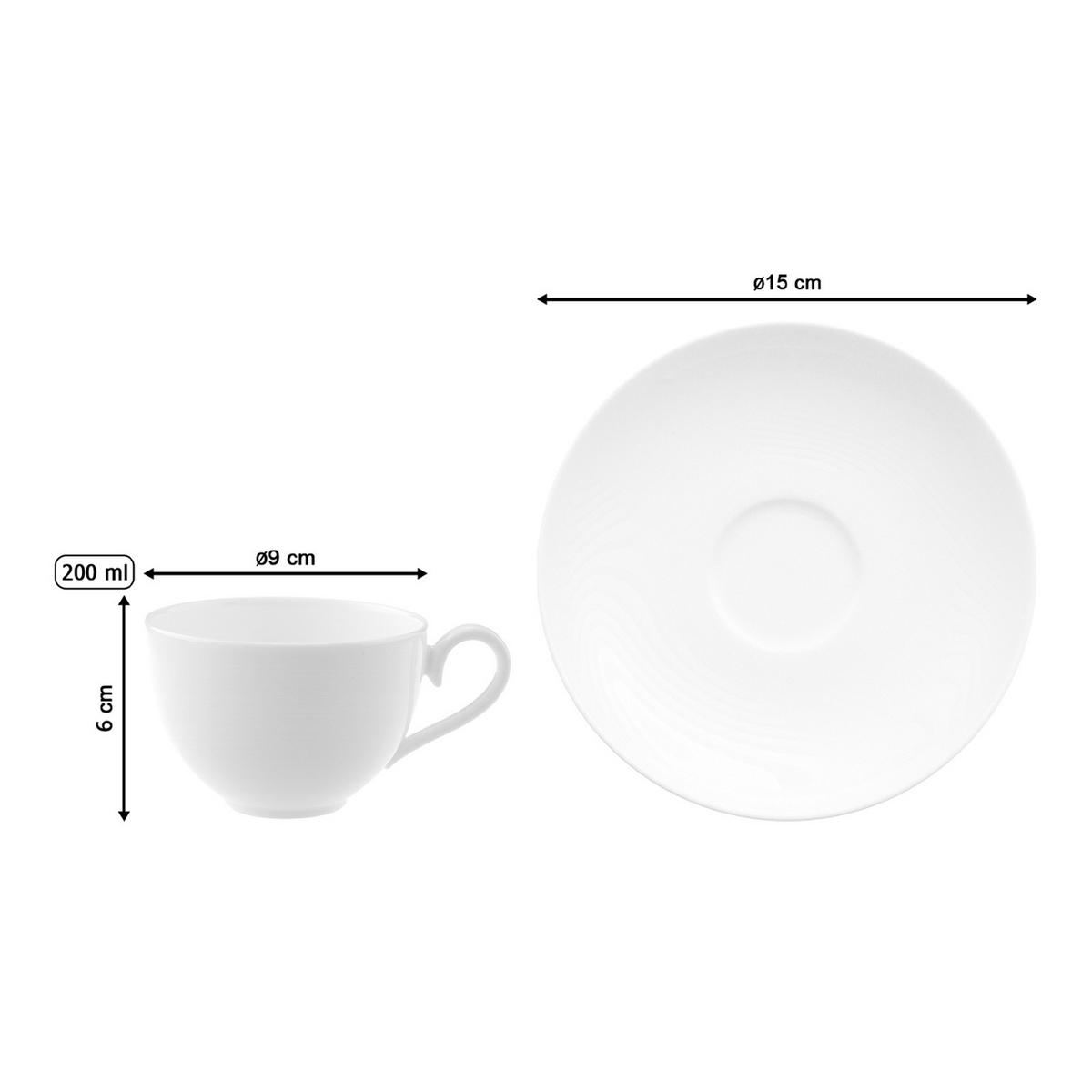KAFFEETASSEN MIT UNTERTASSEN Royal weiß 200 ml - Weiß, Keramik (15/8.4/15cm) - Villeroy & Boch
