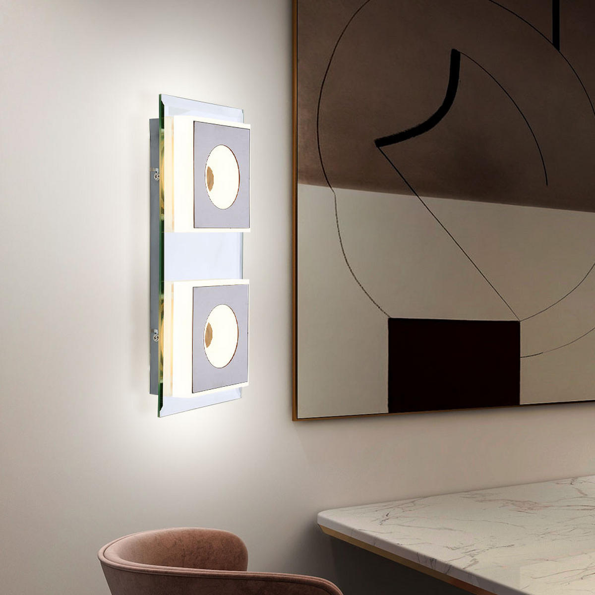 LED WANDLEUCHTE Spiegel Silber Matt - Silberfarben, Metall (16/5/33cm) - Globo Lighting