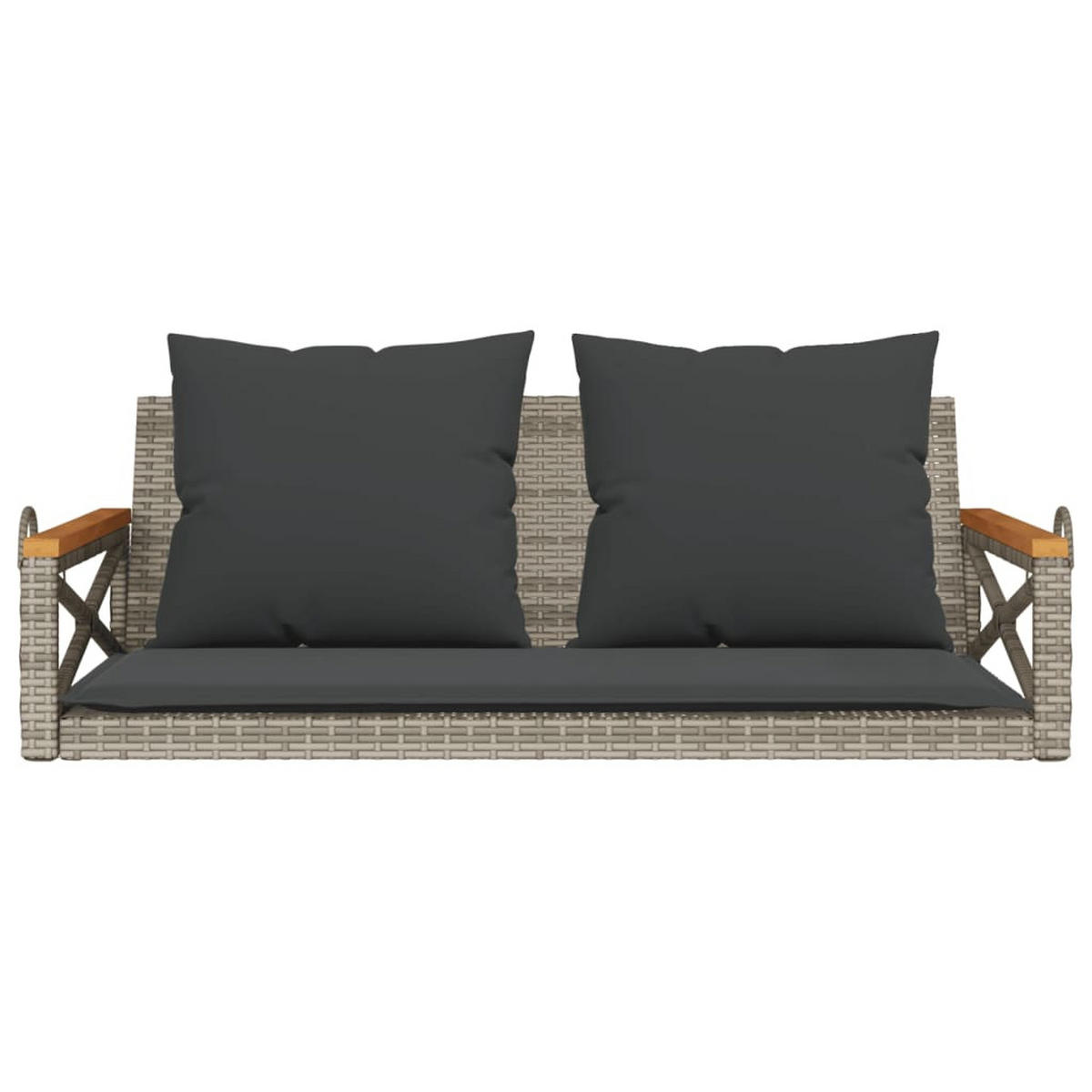 HÄNGEBANK mit Kissen Grau 109x62x40 cm Poly Rattan - Grau, Holz (109/40/62cm) - furnicato