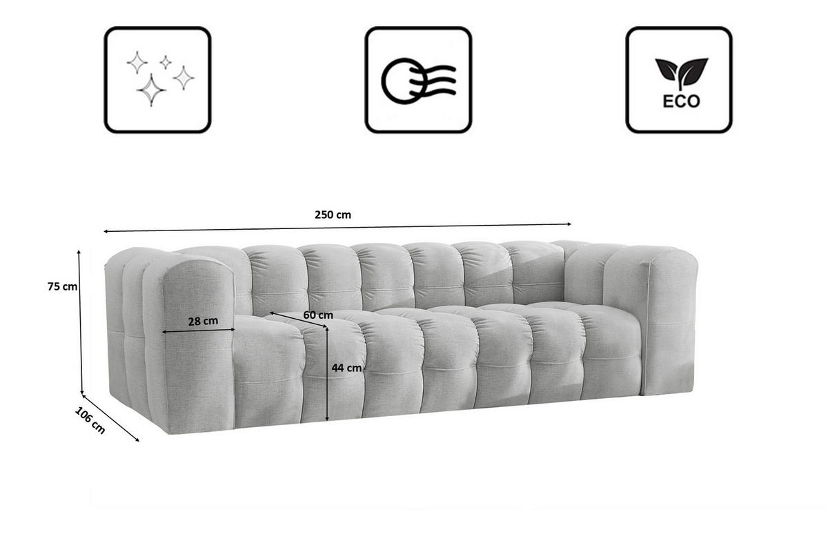 SOFA 4-Sitzer, Komfort, BALOO, stoff Schenille, Hellgrau - Hellgrau, Holz (250/75/106cm) - Kaiser Möbel