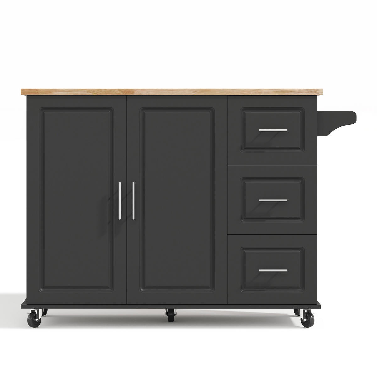 KÜCHENINSEL 137/43(76)/92 cm schwarz klappbar 3 Schubladen & Rollen - Schwarz, Holzwerkstoff (137/92/76cm) - OKWISH