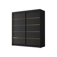 SCHIEBETÜRENSCHRANK Bali IV - Goldfarben/Schwarz, Holzwerkstoff/Metall (180/215/58cm) - MIRJAN24