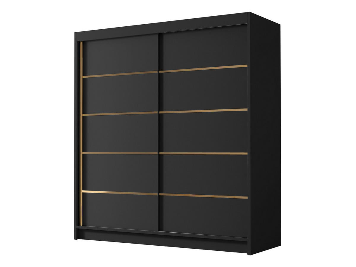 SCHIEBETÜRENSCHRANK Bali IV - Goldfarben/Schwarz, Holzwerkstoff/Metall (180/215/58cm) - MIRJAN24