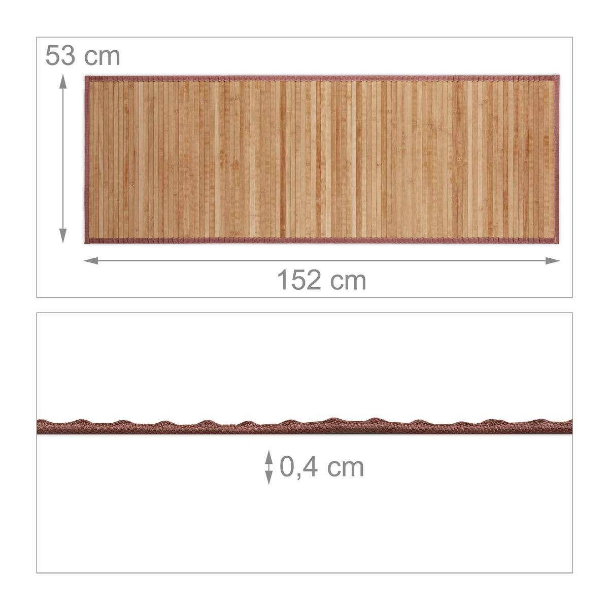 BAMBUSMATTE - Hellbraun, Holz/Textil (53/152cm) - Relaxdays