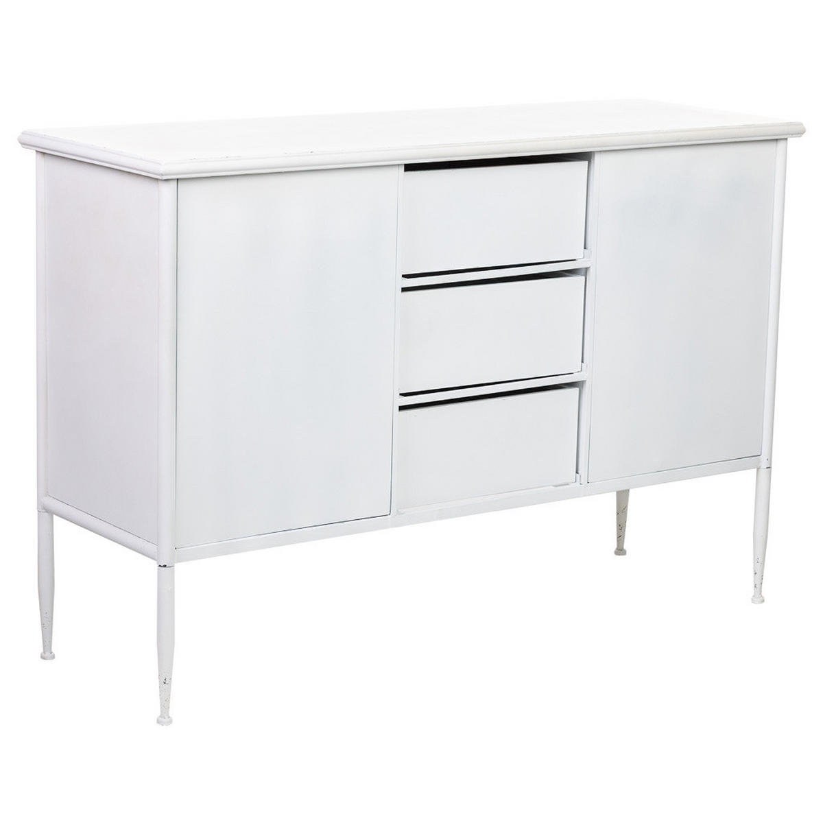 SCHRANK mit 2 Türen und 3 Metall-Schubladen 120x41x80 cm - Weiß, Metall (120/80/41cm) - Wanderlust