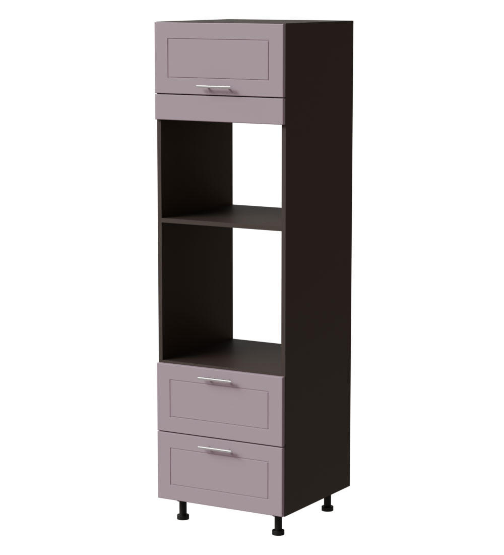 BACKOFENUMBAUSCHRANK Bari D14/RU/2 284 Lava / RAL 4009 pastellviolett 60 / 59 / 207cm REJS Vollauszug - Dunkelgrau/Violett, Holz/Holzwerkstoff (60/207/59cm) - Feldmann-Wohnen