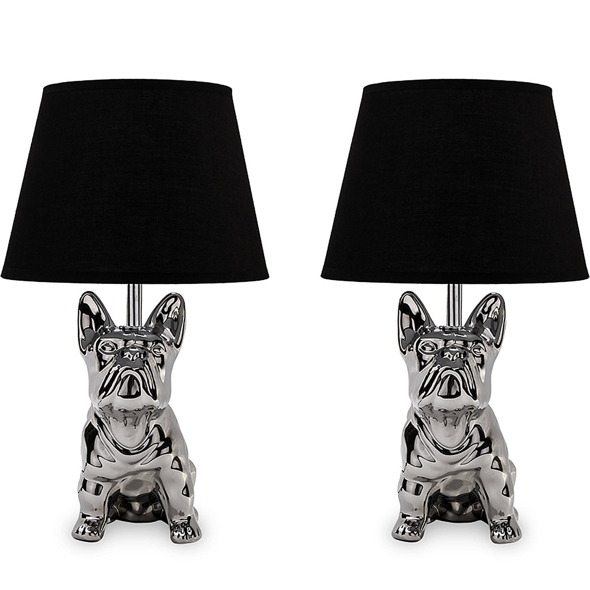 TISCHLAMPE FODIO 2-er Set, Silber/Schwarz - Silberfarben/Schwarz, Keramik/Textil (24/24/40cm) - KONSIMO®
