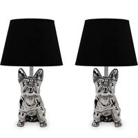 TISCHLAMPE FODIO 2-er Set, Silber/Schwarz - Silberfarben/Schwarz, Keramik/Textil (24/24/40cm) - KONSIMO®