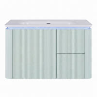 WASCHTISCHUNTERSCHRANK Grün Wandhängend mit LED-Sensor & 4 Schubladen - Grün, Holzwerkstoff (80.5/51/47.05cm) - Urban Meuble