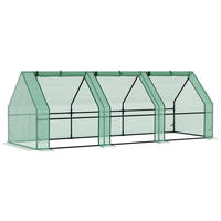 GEWÄCHSHAUS 270/90/90 cm in Grün mit PE-Folie und aufrollbaren Fenstern - Grün, Metall (90/90/270cm) - Flora Grace