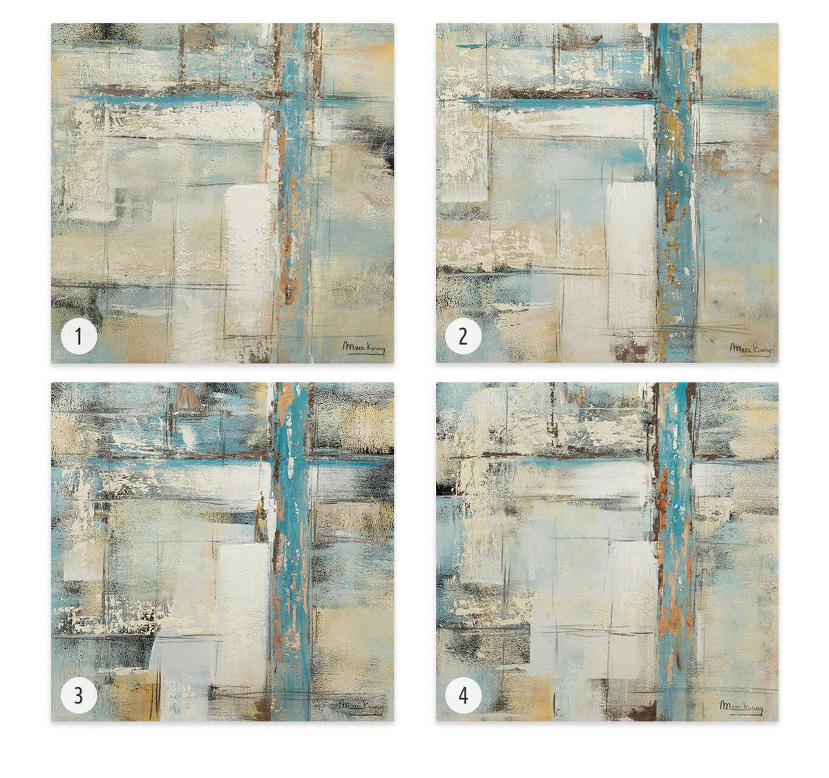 ACRYLBILD HANDGEMALT 60/60 cm - Blau/Beige, Holz/Textil (1.1/60cm) - KUNSTLOFT
