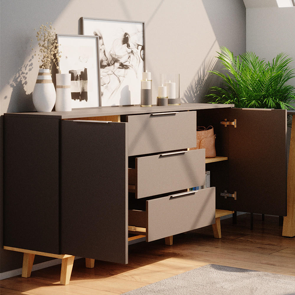 KOMMODE Nautica Anthrazit 138 x 82 cm - Anthrazit, Holzwerkstoff (138/82/40cm) - Vicco