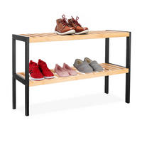 SCHUHREGAL - Hellbraun/Schwarz, Holz (70/33/26cm) - Relaxdays