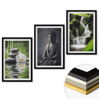 WANDBILDER 3er-Set - 40x60 cm Schwarzer Rahmen - Entspannende Zen-Wassermalerei - Schwarz, Kunststoff (40/60cm) - ArtPrintCave