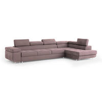ECKSOFA VICENTE Lila Velours-Stoff mit Schlaffunktion - Lila, Holz (346/202cm) - MASSENO
