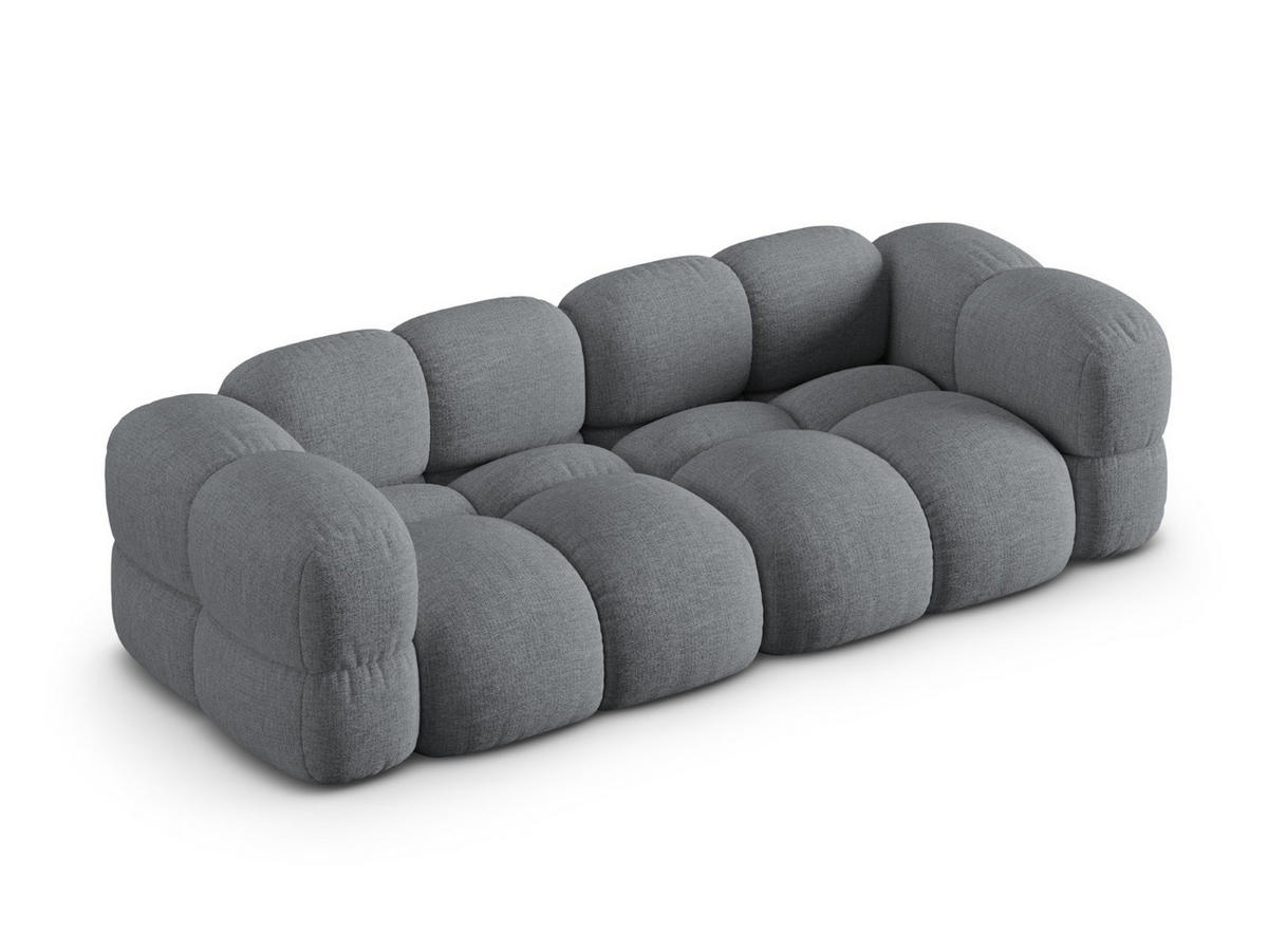 SOFA Loretto aus strukturiertem Stoff grau 4 Sitzplätze - Grau, Textil (100/68/250cm) - Cosmopolitan Design
