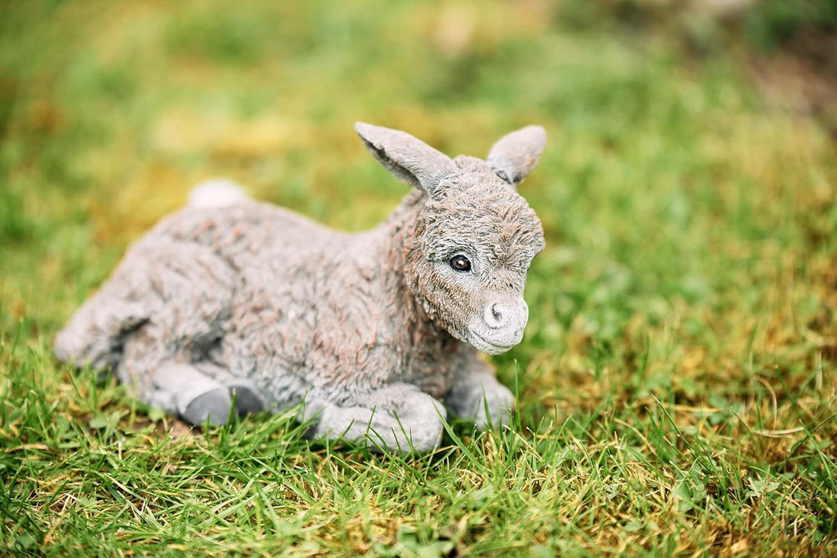 STEINFIGUR Esel Stefan frostfest wetterfest Steinguss - Braun, Stein (12/16/9cm) - stoneandstyle