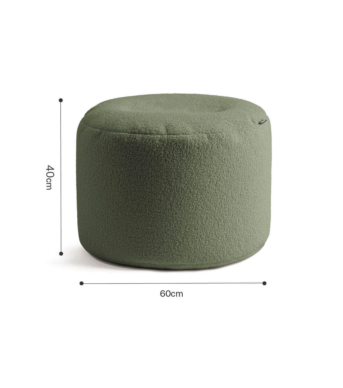 POUF XL Bouclé Mochi - Grün, Textil (60/40/60cm) - Mokebo