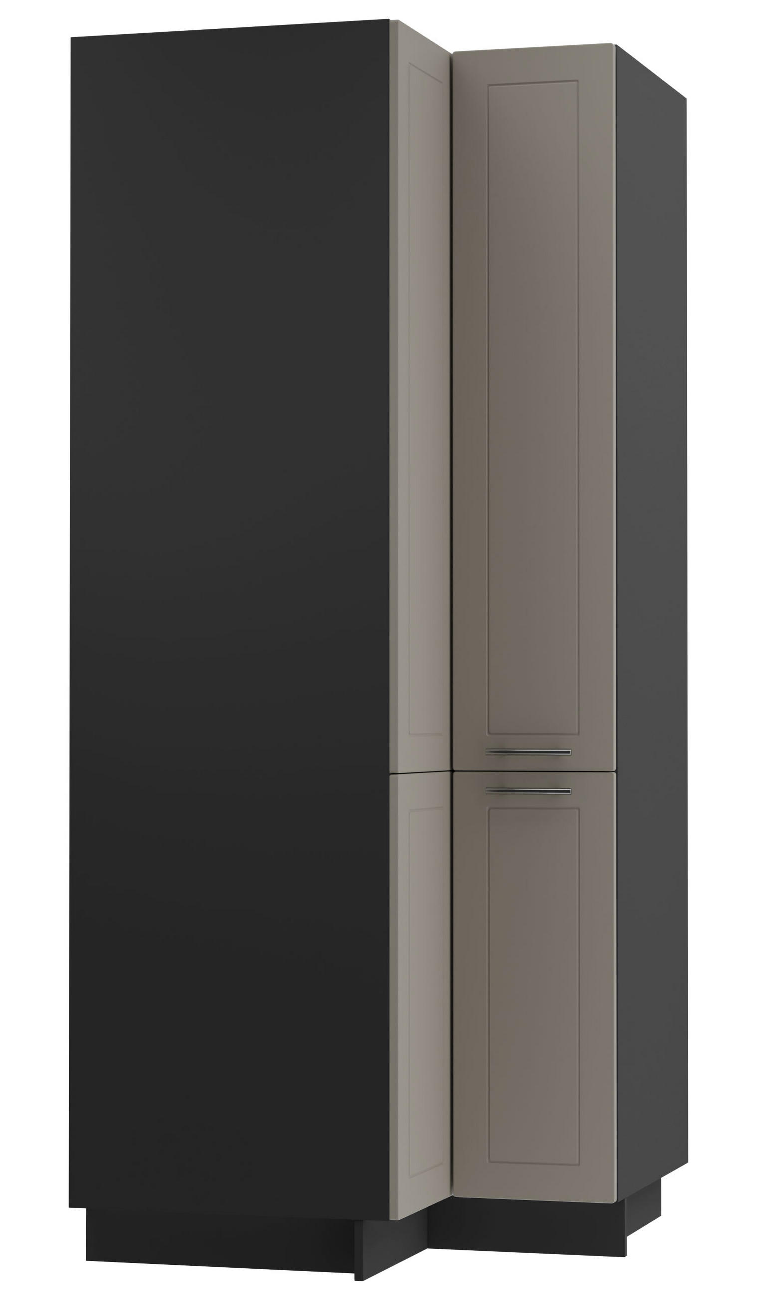 ECKVORRATSSCHRANK Kvantum D24N/207 Schwarz / Beige Matt - Beige/Schwarz, Holz/Holzwerkstoff (90/207/90cm) - Feldmann-Wohnen