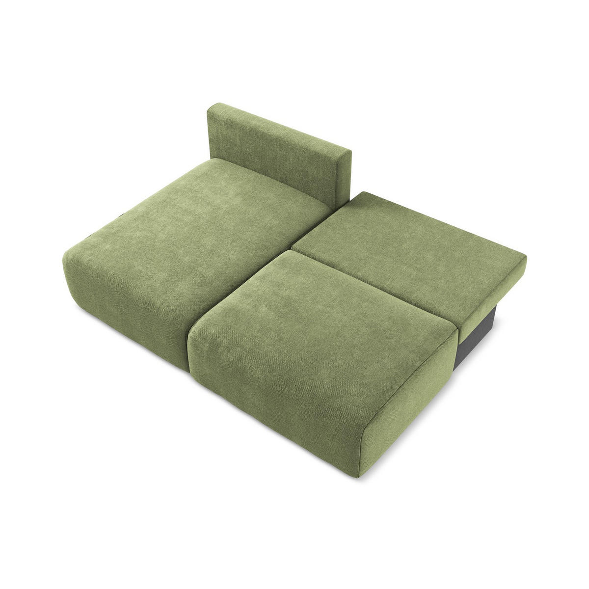 ECKSOFA mit Schlaffunktion links Chenille Stoff Grün - Schwarz/Grau, Kunststoff/Textil (149/210cm) - LaMiaSofa