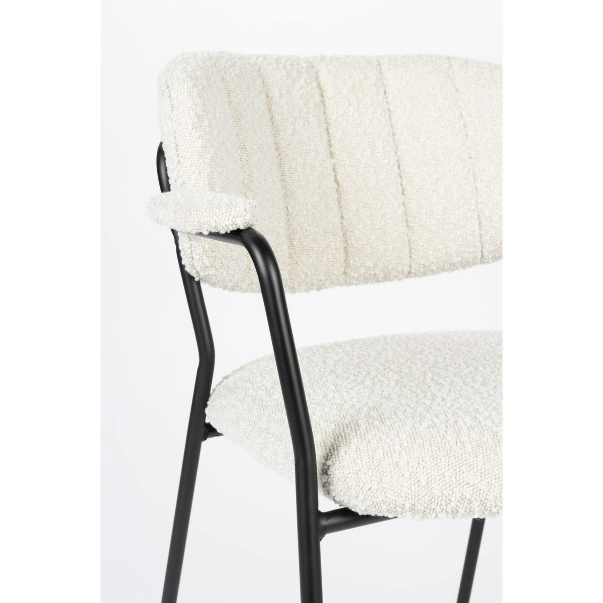 ESSZIMMERSTUHL Jolien Schwarz/ Bouclé - 2 er Set - Weiß, Textil (61/78/56cm) - Housecraft Living