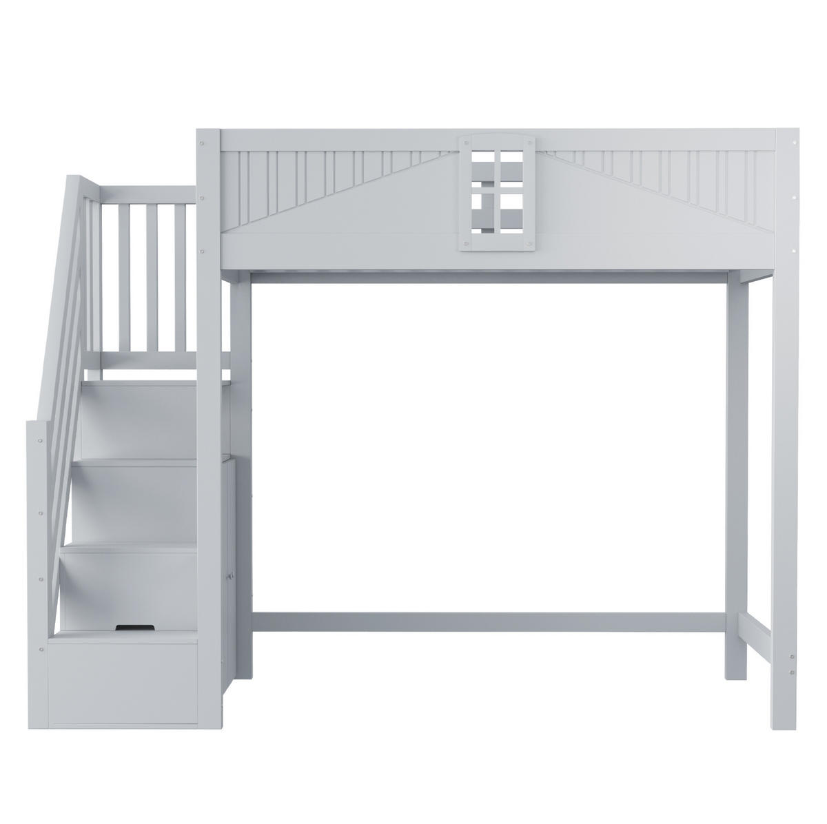 HOCHBETT 90/200 cm aus Massivholz in Grau – mit Rausfallschutz und Leiter - Grau, Holzwerkstoff (90/200cm) - BEAOK