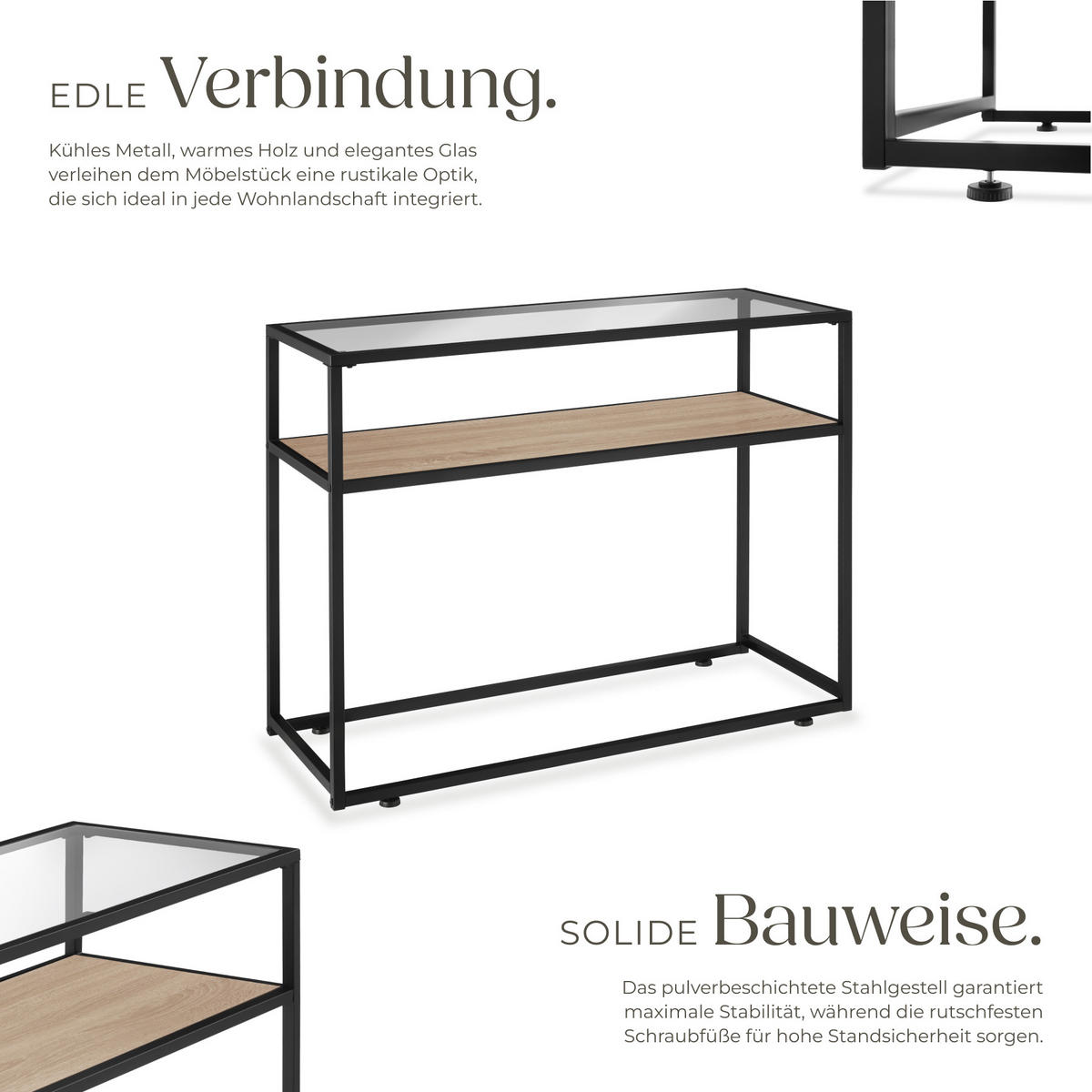 KONSOLENTISCH Kilkenny,100 x 41 x 80,5 cm,Industrial Holz hell, Eiche Sonoma - Naturfarben, Holzwerkstoff (100/41/80.5cm) - tectake