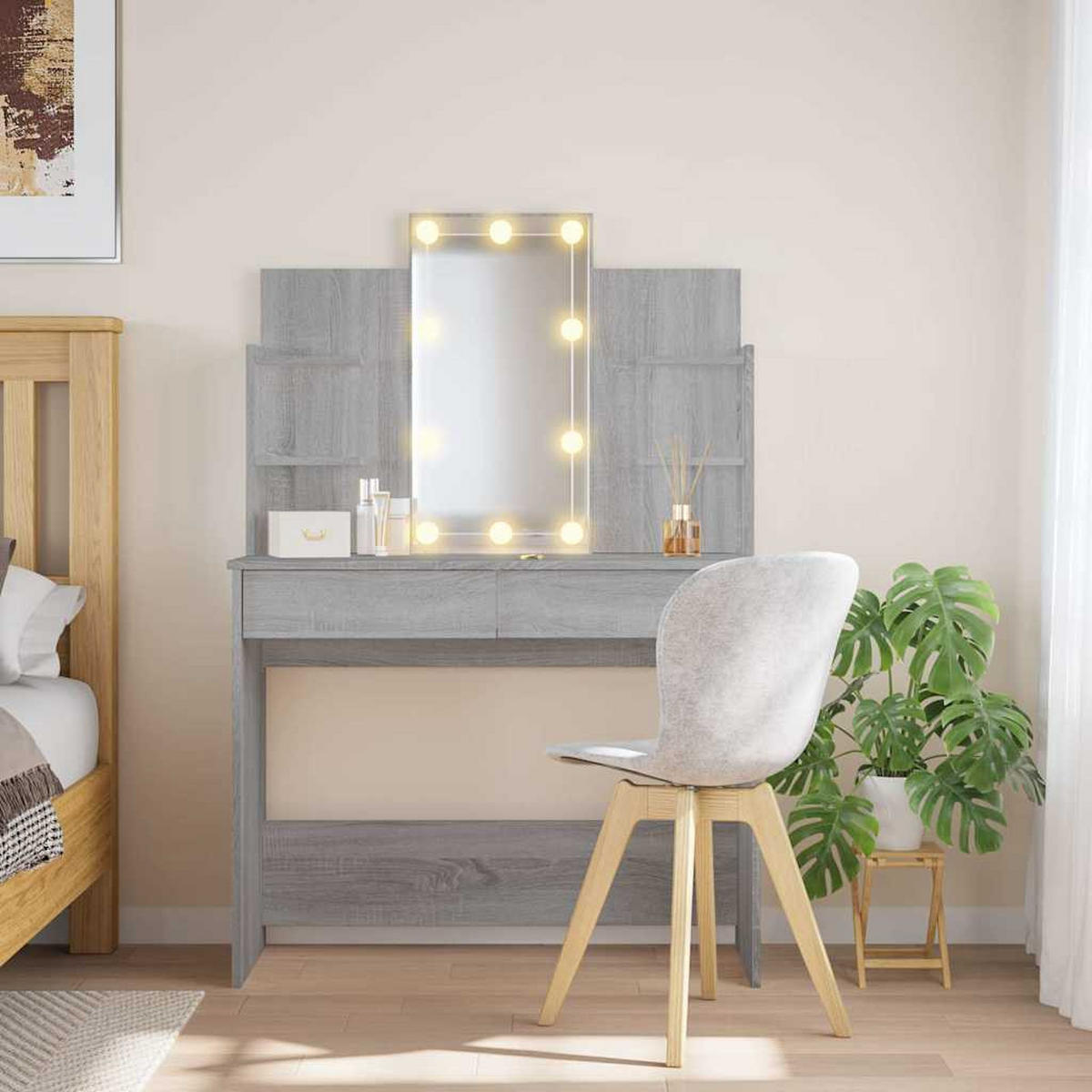 SCHMINKTISCH Curtis 96/40/142 cm - Schieferfarben, Holzwerkstoff (96/142/40cm) - Nettlife