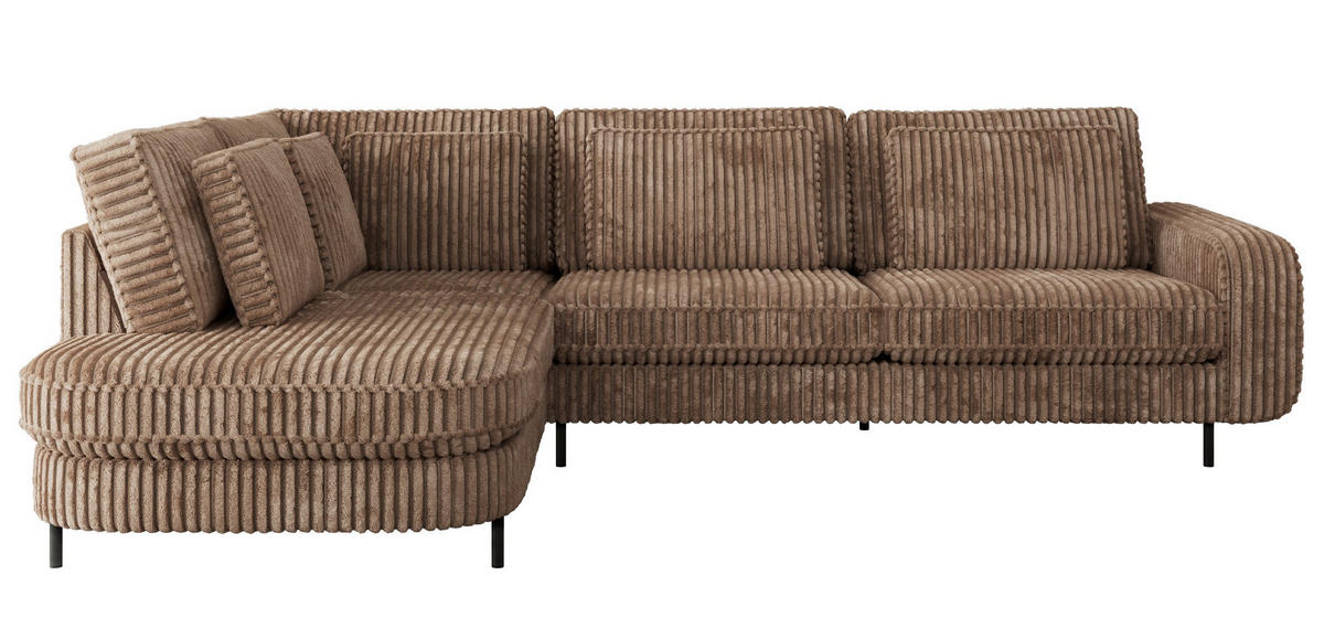 ROHOVÁ SEDAČKA CALENO L - Hnědá Manšestr - Pravá Strana - černá/hnědá, kov/textil (317/225cm) - MKS
